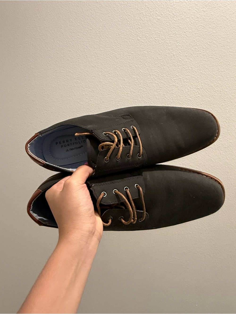 Perry Ellis Black Oxfords with Brown Accents